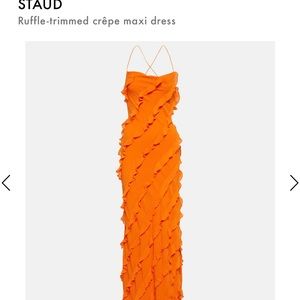 Orange STAUD ruffle dress; worn once, dry cleaned, no alterations